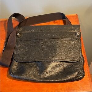 Black Leather Messenger Bag by Plinio Visona made in Italy